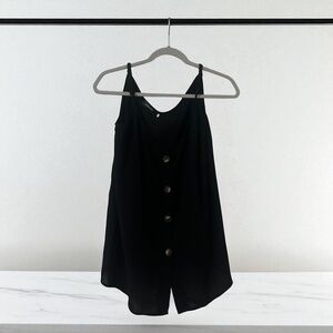 Black Button-Front Sleeveless Camisole Top